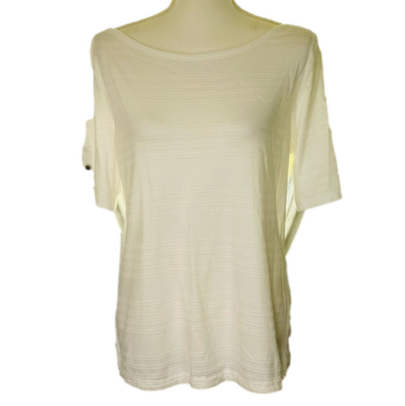 Talbots White Boat Neck Shirt Top Sz L EUC SKU0596 - Picture 1 of 4